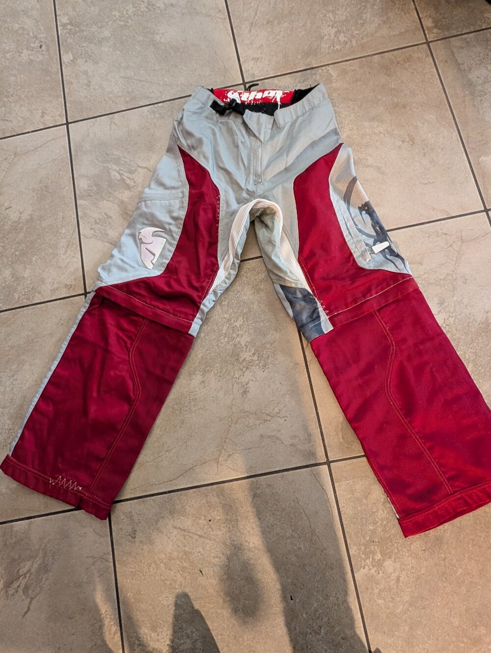 Thor Mens Motocross Riding  Red and Gray Athletic Pants